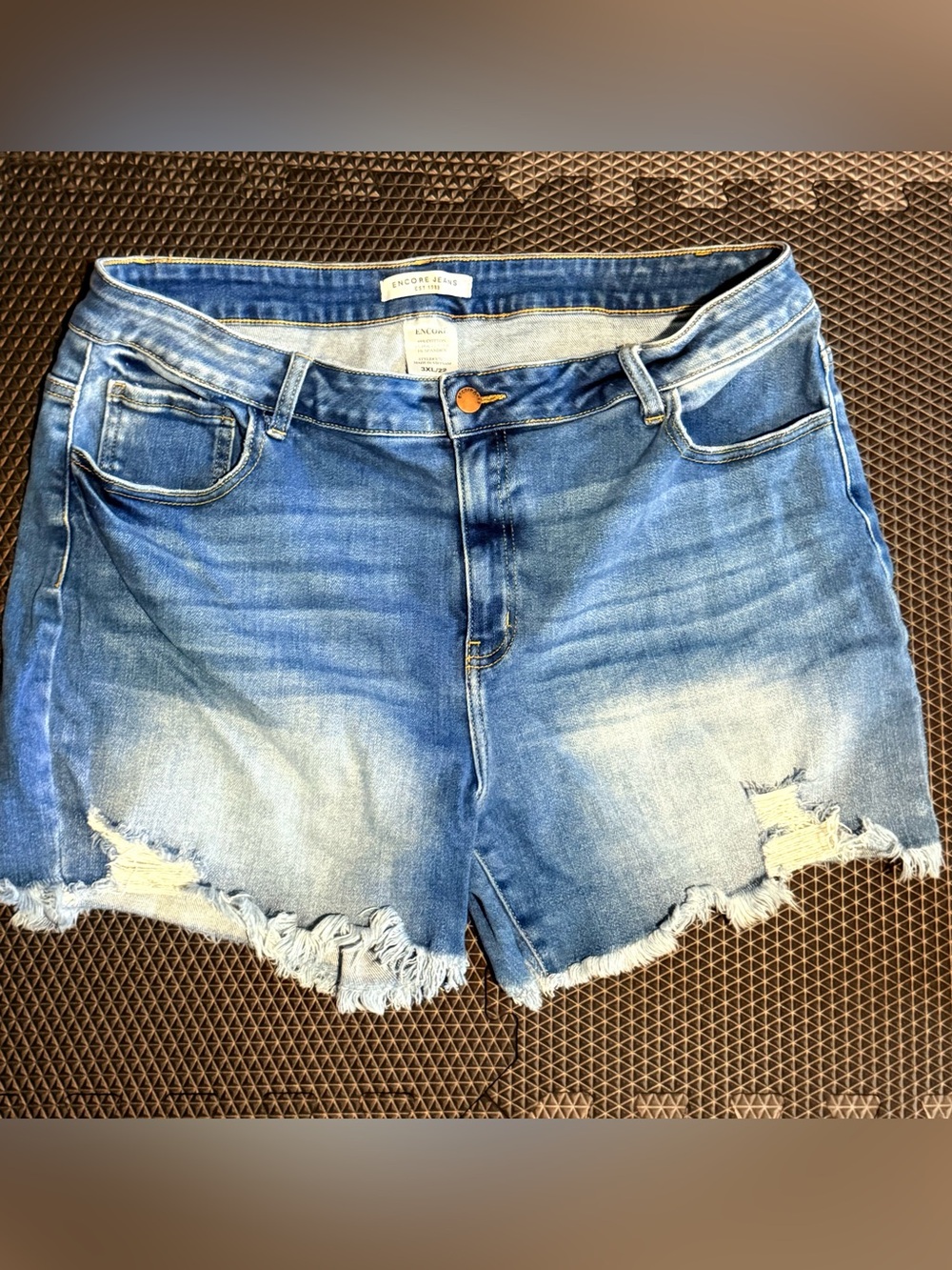 Encore Jeans Light Blue Distressed Denim Cutoff Shorts